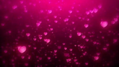 Animated Glowing Pink Hearts Floating Upwards Background