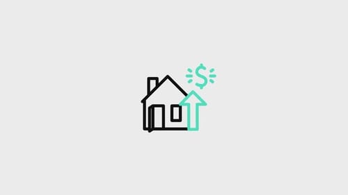 Animated House Icon Showing Rising Value and Growth