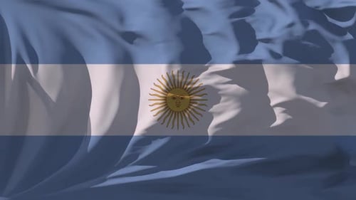 Realistic Argentina Flag Waving in Wind Animation Loop