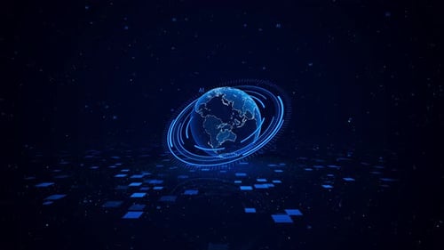 Connections Ai Network 3D Animation de la Terre Contexte Monde numérique Global Hacking Connections