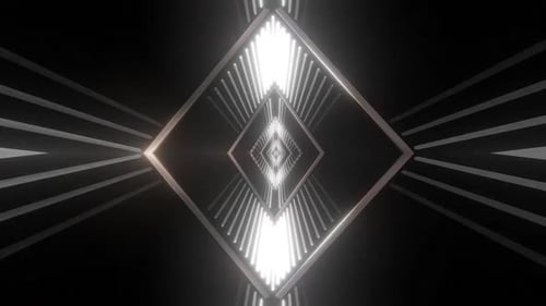 Dynamischer Neon-Tunnelwirbel mit leuchtenden Lichtern und geometrischen Formen