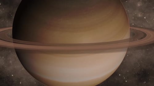 Spinning 3d Saturn Ring Planet Rotating View Space