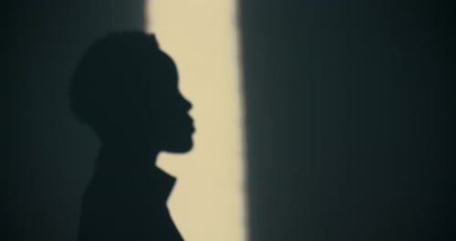 Silhouette of a Person in a Dark Room