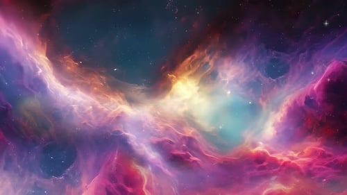 Colorful Abstract Nebula with Sparkling Stars Background