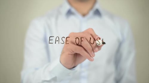 Ease of Use Man Writing on Transparent Screen