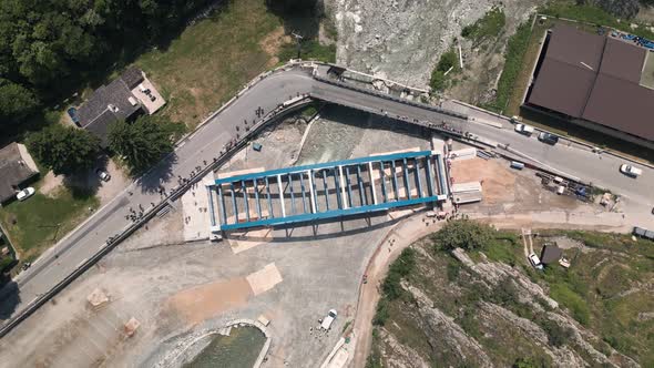 Bridge rigging on a construction site in tende, south of france, during ...