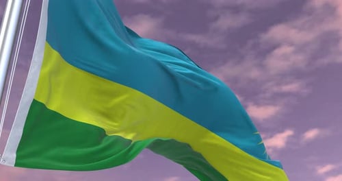 Rwanda Flag Waving in Wind
