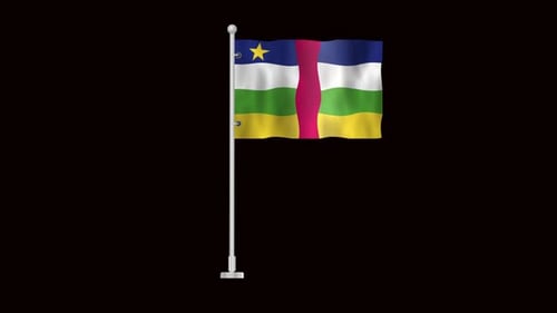Central African Republic Flag Waving Animation on Flagpole