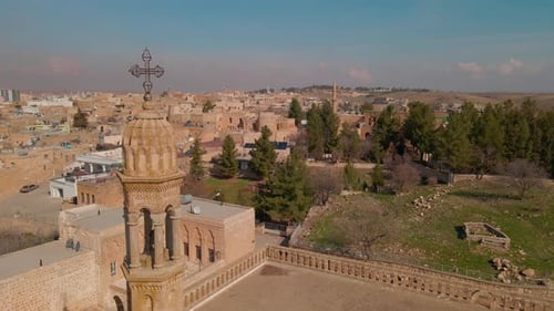 Vue générale de la ville de Midyat avec Drone, Mardin, Turquie