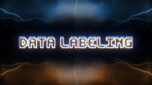 Datenbeschriftung in Neon-Text mit Hintergrund im Retro-Stil