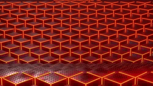 Red Animated Sci Fi Cube