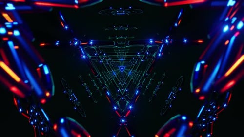 Loop Seamless VJ Motion Background Vibrant Neon Kaleidoscope Tunnel Visuals