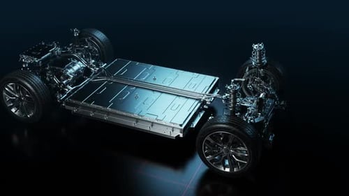 Futuristic Electric Vehicle Chassis 3D Render Animation