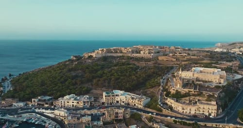 Aerial View of Hondoq Qala Gozo Malta Featuring Stunning Mediterranean Shoreline