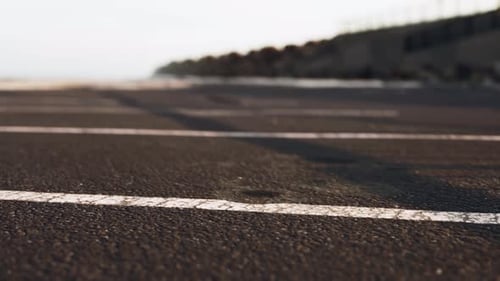 Empty Beach Car Park Spaces Covered in Asphalt