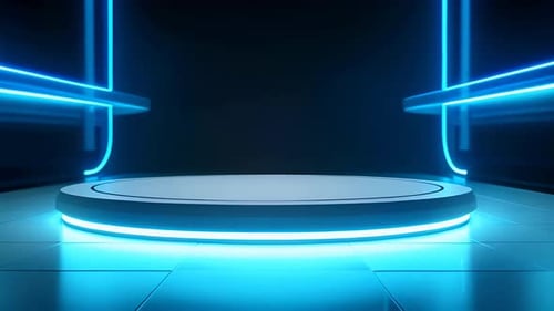 Futuristic Neon Stage Podium Display for Product Reveals