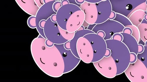 Cartoon hippopotamus transition 4K Alpha channel