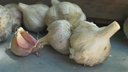 Close Up of Fresh Garlic Bulbs