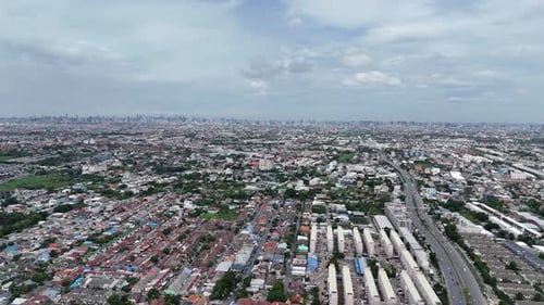 Aerial view of city buildings
