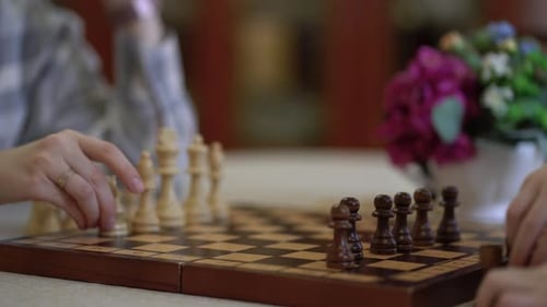 People Playing Game of Chess on Board