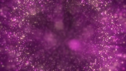 Abstract Purple Gold Glittering Particles Background Loop