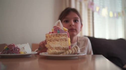 Little Girl with a Slice of Birthday Cake