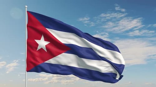 Seamlessly Looping Cuba Flag Waving in Sky