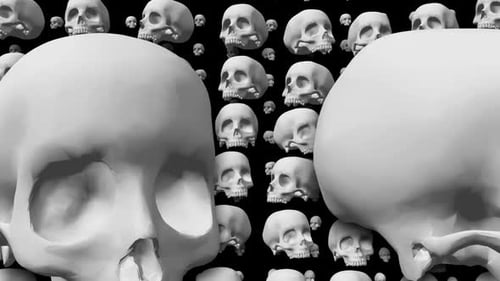 Animated White Skulls Seamless Looping Background