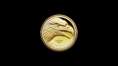 Goldene Ikone der amerikanischen Liberty-Münze im Wert von 100 USD