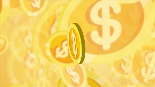 Animated Golden Dollar Coins Spinning Background