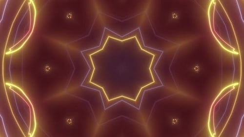 Abstract Geometric Neon Kaleidoscope Looping Background