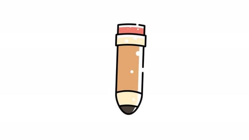 Pencil with an eraser inside a circle icon animation video