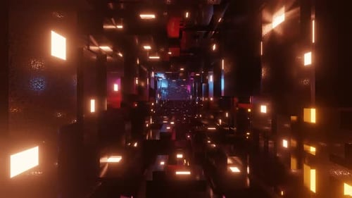 Futuristic Tunnel With Neon Lights