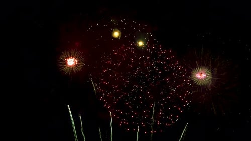 Many Fireworks In Event Amazing With Black Background