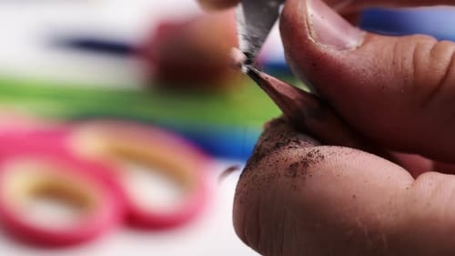 Sharpening Pencil with Small Blade Close Up
