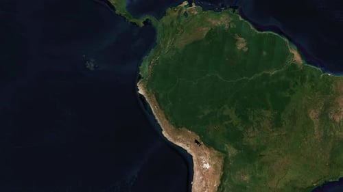 World Map Zoom to Peru with Border Highlight