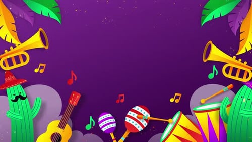 Colorful Mexican Fiesta Music Animated Background