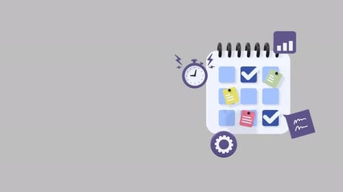 Corporate Task Management Calendar Icons Animation