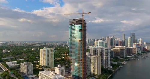 New Construction Site in Miami Florida Developing Residence in American Urban Area Concept of