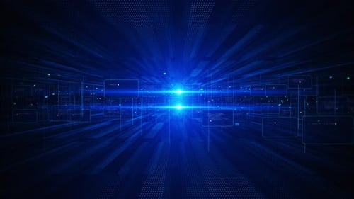 Futuristic Digital Tunnel Flying Data Stream Technology Background