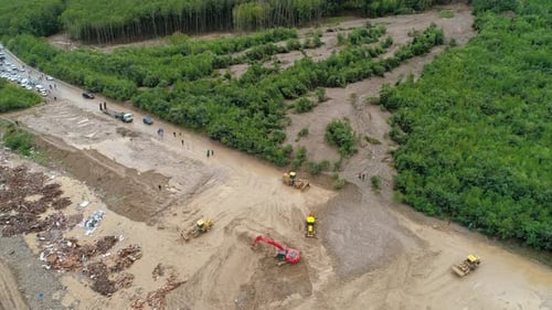 Mudslide Clean Up Aftermath in Rural Environment