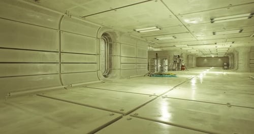 Grand hall avec des outils bien rangés et un éclairage calme