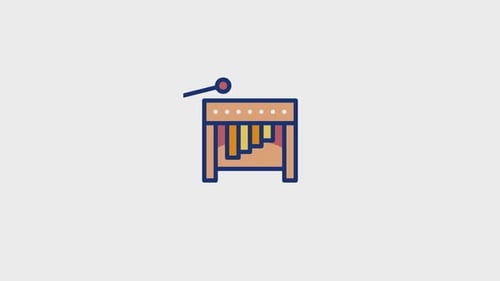 Animated Xylophone Icon in Flat Design for Music Content