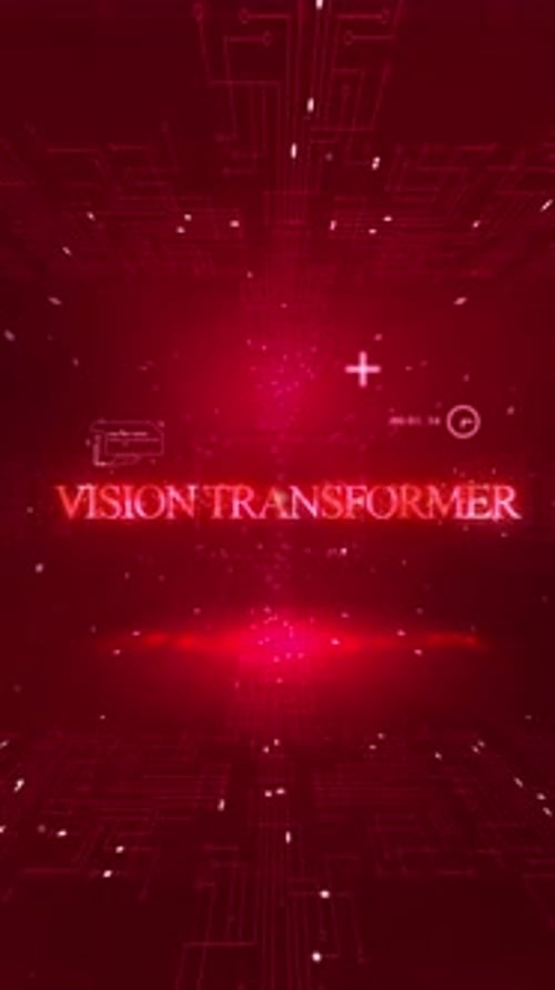 Palabras de Vision Transformer en AI sobre fondo digital