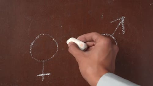 Chalk Drawing Crossing Out Gender Symbols