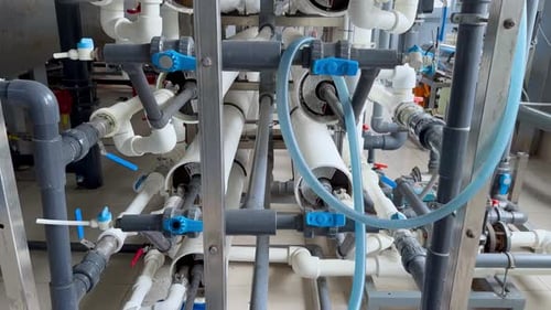 Industrial Osmotic Plant for Fine Water Purification Closeup