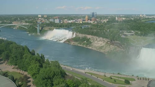 Pan from above American Falls to the Canadian Falls.