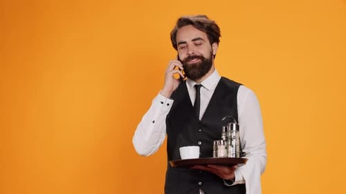 Eatery Waiter Making Dinner Appointments