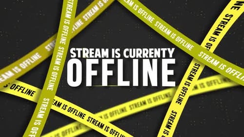 Animated Stream Offline Screen with Pulsing Text and Caution Tape