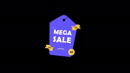 Animated Mega Sale Price Tag with Discount Icons